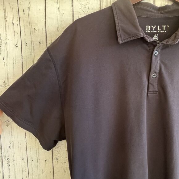 Bylt Mens Drop Cut Lux Polo Shirt Size XXL Navy Blue Short Sleeve Stretch Casual - Picture 4 of 9